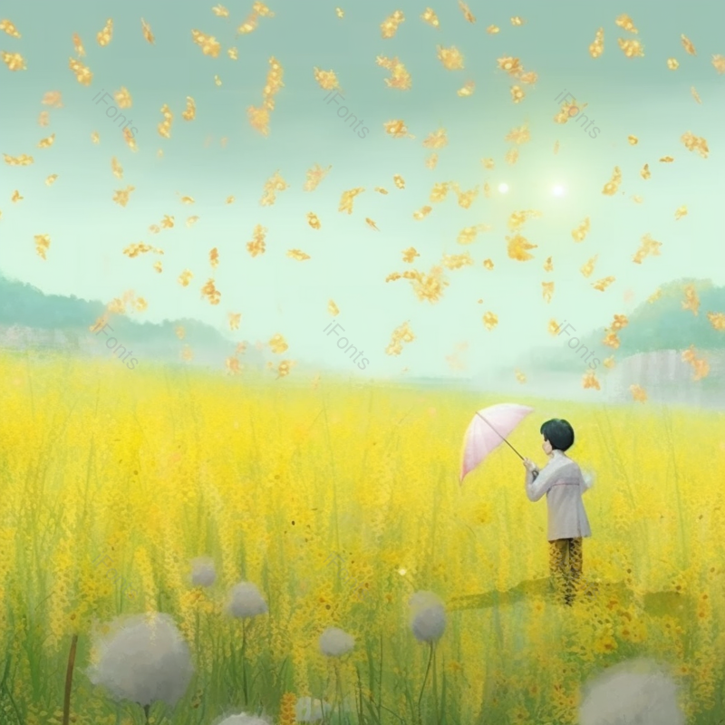 穿过油菜花地户外看风景插画,插画/手绘图,插画/手绘图库,插画/手绘图下载,插画/手绘